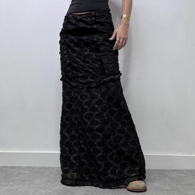 Black lace gothic maxi skirt
