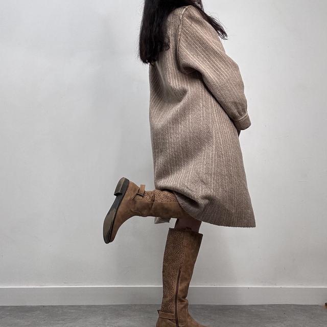 Pinstripe wool slouchy trench coat