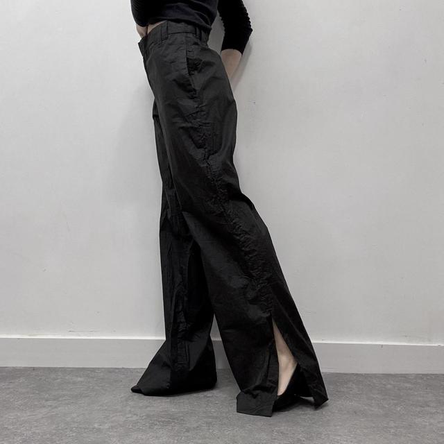 Diesel black slit flare trousers