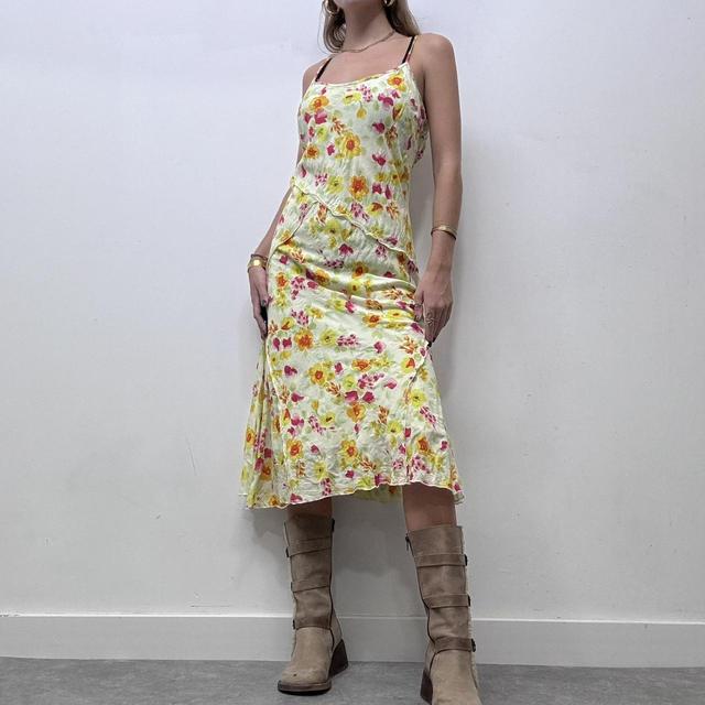 Floral printed textured midi dress