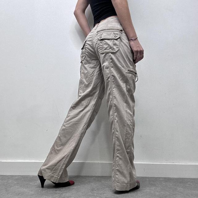 Tan wide leg cargo trousers