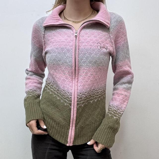 Ombre wool zip-up cardigan