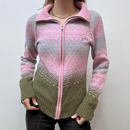 Ombre wool zip-up cardigan