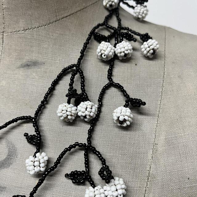 Beaded flower cherry necklace