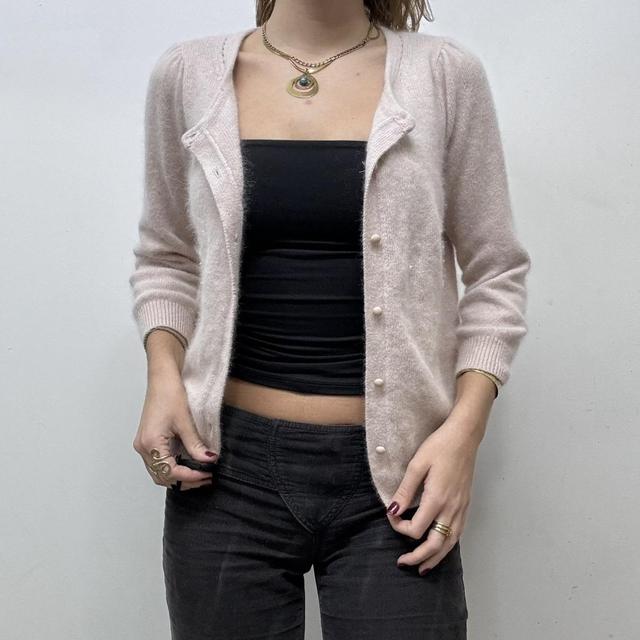 Pink angora wool cardigan