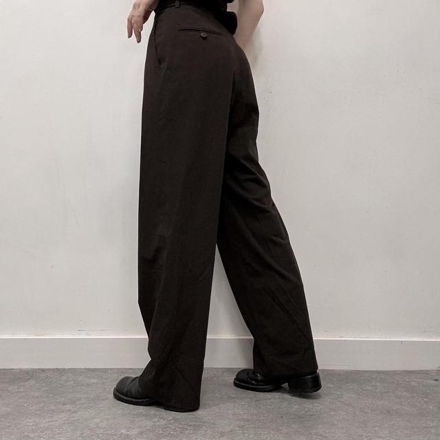 Brown uniqlo suit wide leg trousers