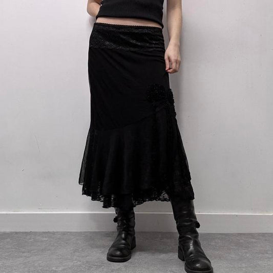 Black fairy grunge lace skirt