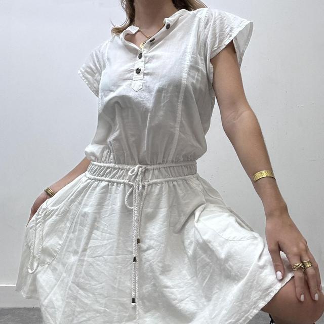 White cotton utility dress
