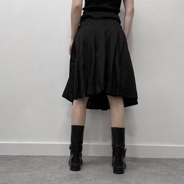 Black pleated midi skirt