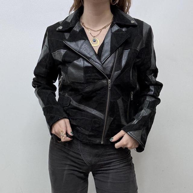Black suede leather asymmetric biker jacket