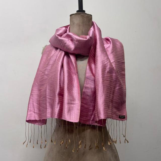 Silk satin pink checked scarf