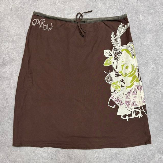 Graphic printed brown skirt
