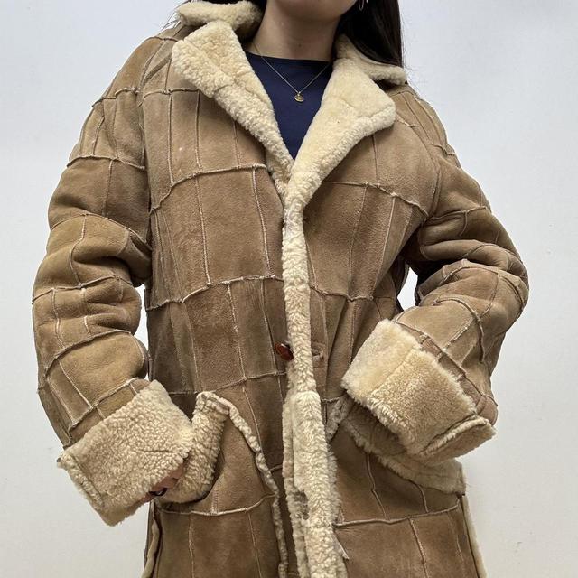 Patchwork suede afghan coat