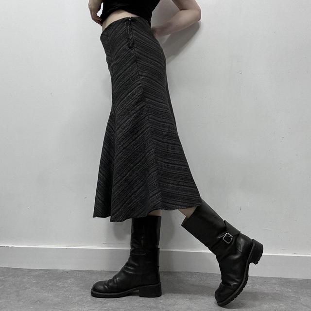 Pinstripe diagonal midi skirt