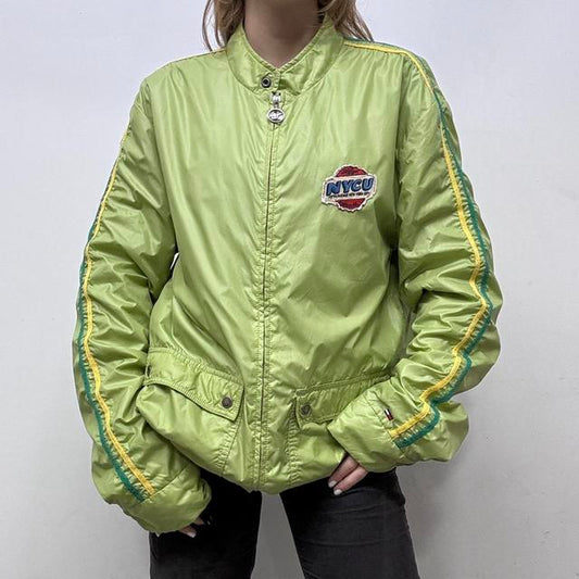 Nylon varsity bomber jacket