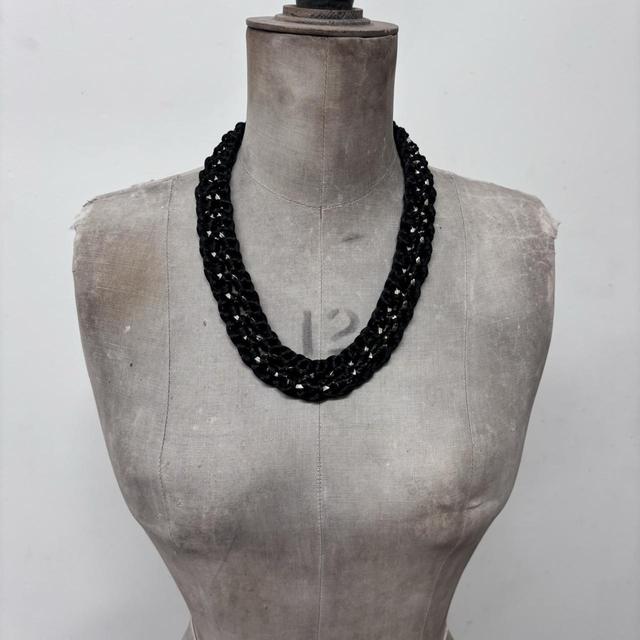 Black woven rope chain necklace