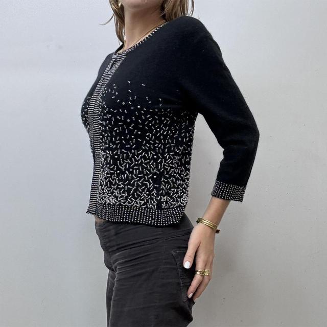 Knitted mohair beaded cardigan