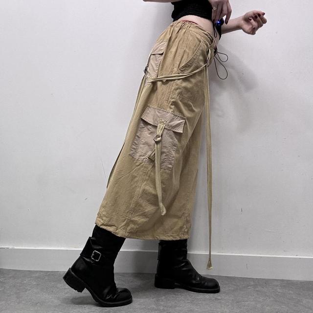 Tan flared cargo utility skirt
