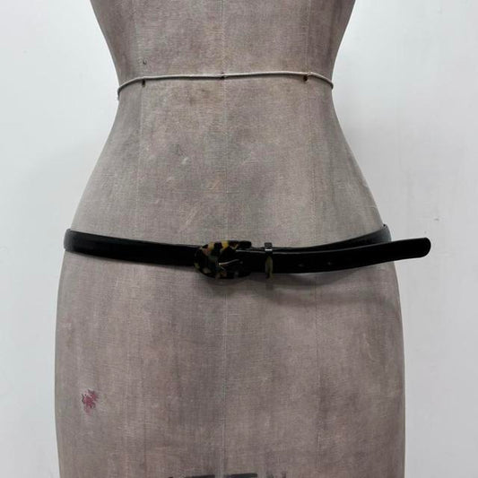 Black leather tortoise shell belt