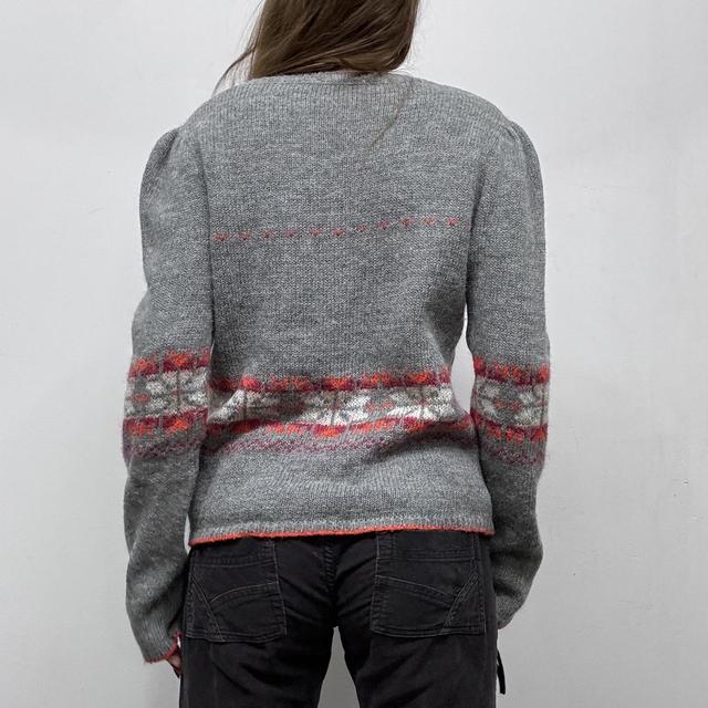 Arran norweigan style grey wool knit jumper