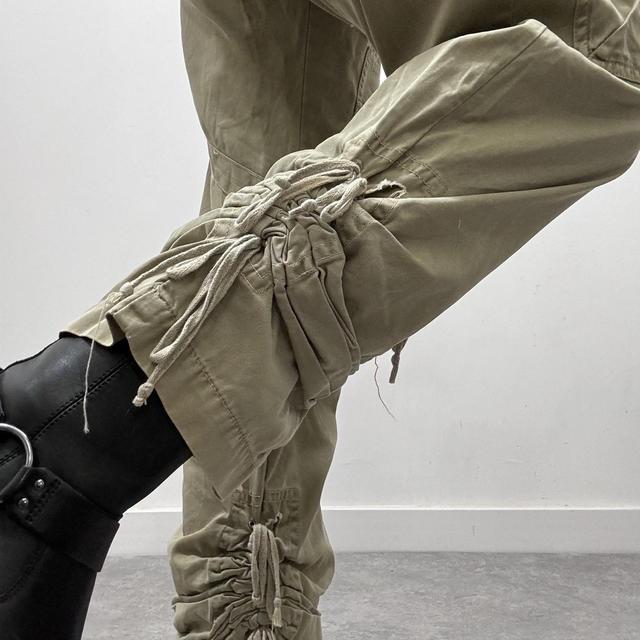 Khaki lace up cargo trousers
