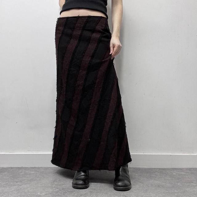 Textured striped maxi flare skirt