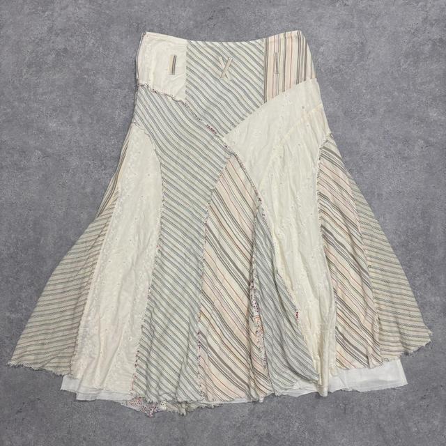Pinstripe layered distressed maxi skirt