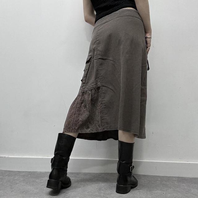 Brown lace asymmetric fairy midi skirt