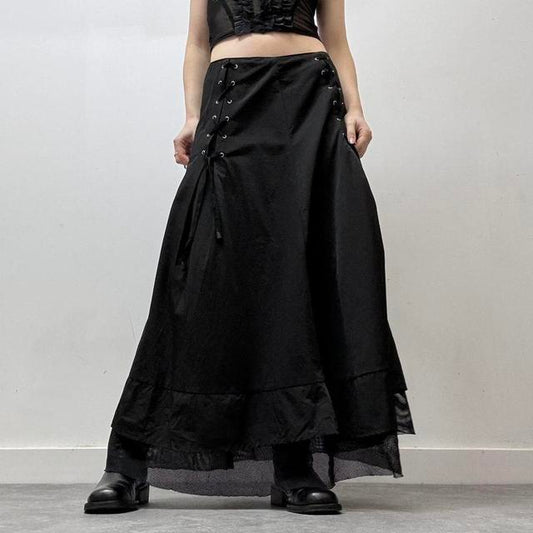 Grunge corset tech maxi skirt