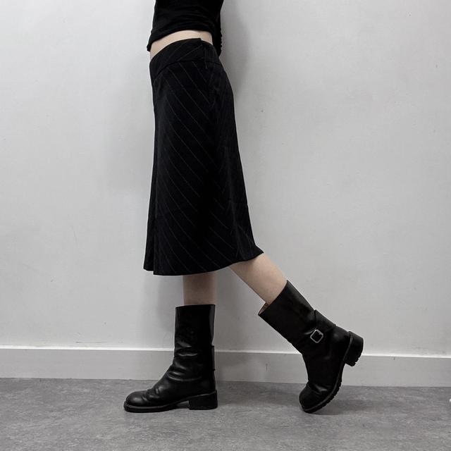 Flare pinstripe midi skirt