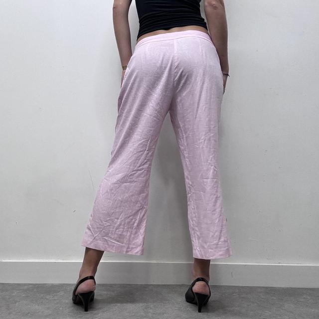Pink linen capri suit trousers