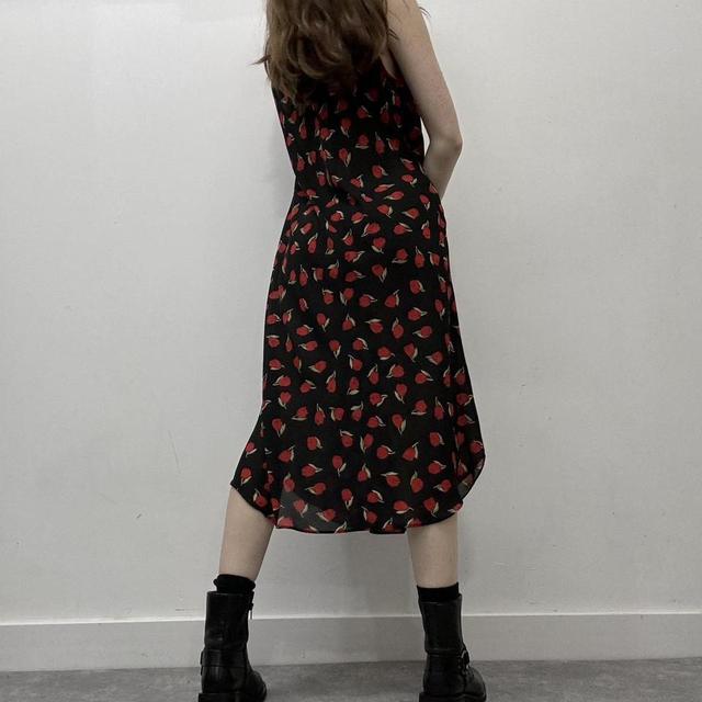 Black rose print summer dress
