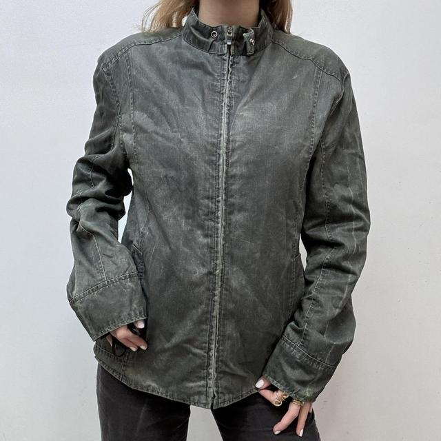 Distressed biker bomber jacket