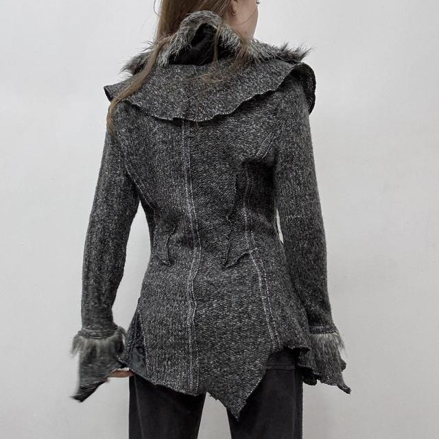Patchwork knitted asymmetric cardigan