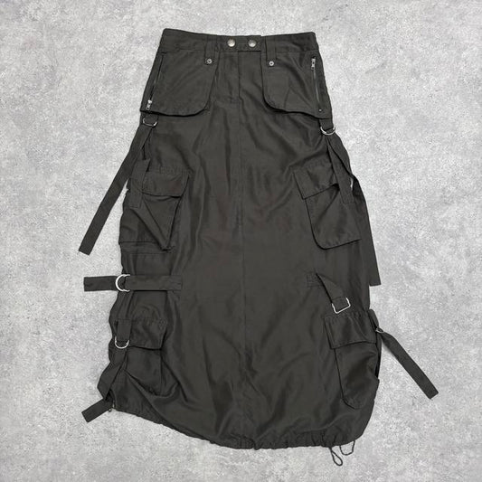 Khaki cargo parachute skirt