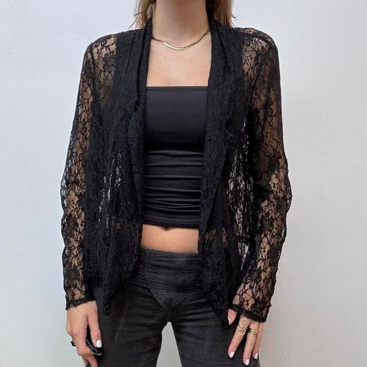 Black lace gothic drape top