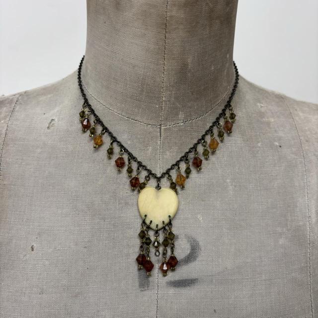 Brown gemstone heart necklace