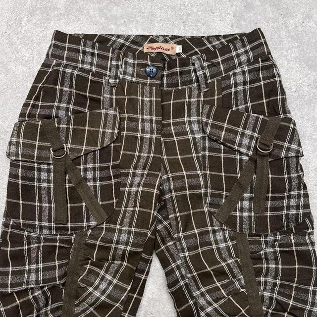 Tartan puff cinched capri trousers