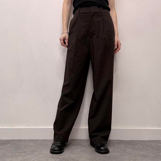 Brown uniqlo suit wide leg trousers