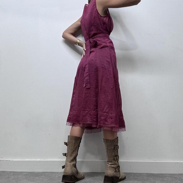 Coquette pink layered flared midi dress