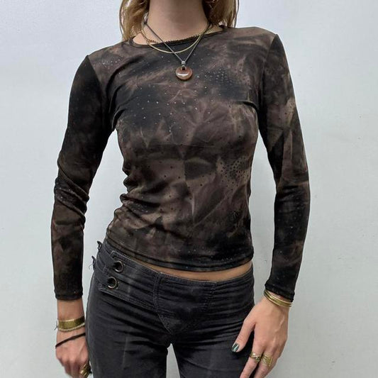 Distressed brown grunge long sleeve