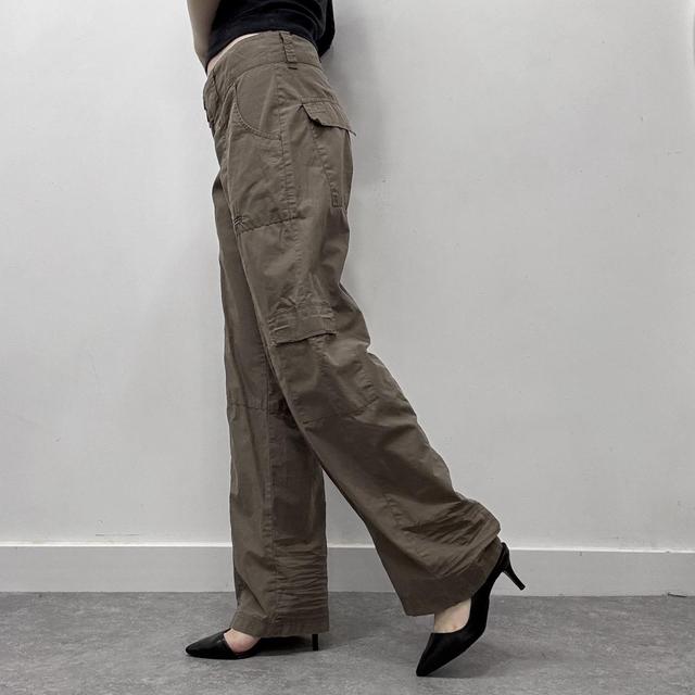 Khaki wide leg cargo pants