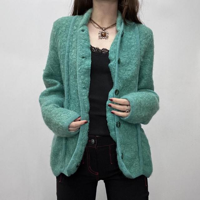 Green slouchy wool cardigan