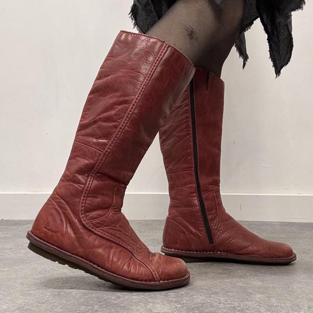 Red leather Dr marten moto boots