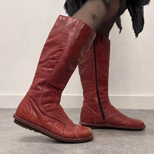 Red leather Dr marten moto boots