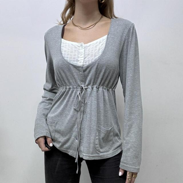 Slouchy lace grey blouse