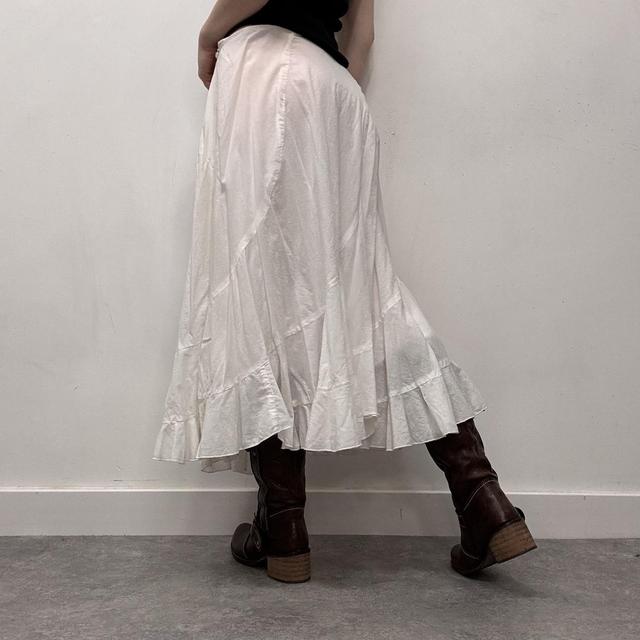 White cotton flared maxi skirt