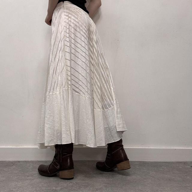 Pinstripe asymmetric maxi skirt