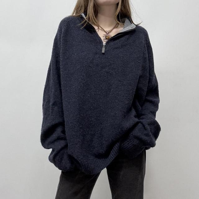 Navy wool 1/4 zip jumper