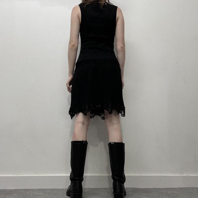 Black silk lace midi dress